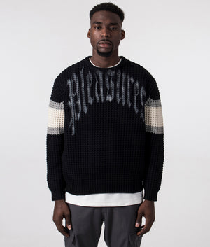 Relaxed-Fit-Twitch-Chunky-Knit-Jumper-Black-PLEASURES-EQVVS-Front-Image