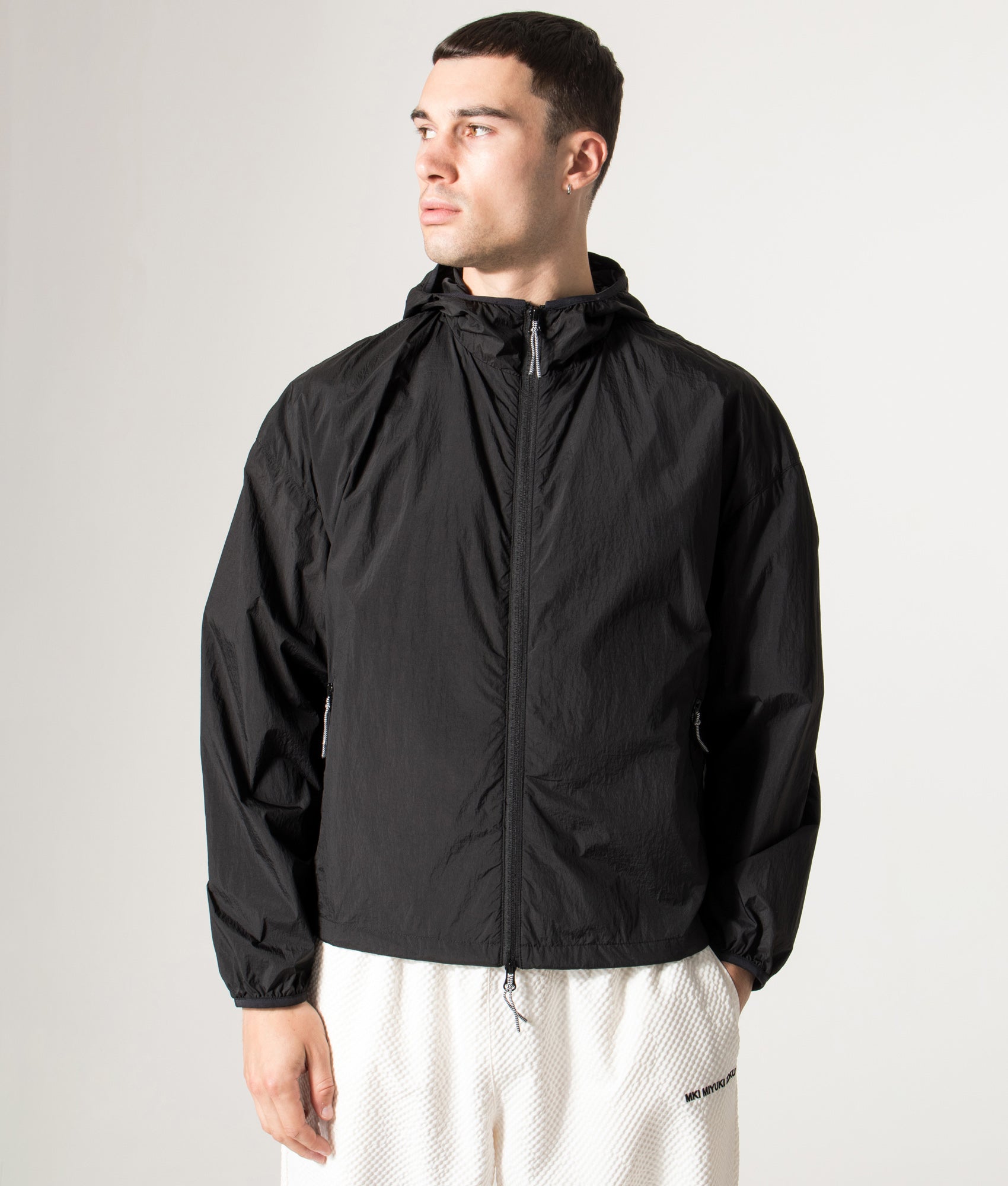 Active Nylon Hooded Jacket in Black | MKI MIYUKI ZOKU | EQVVS