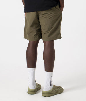 Gramicci Nylon Packable G-Shorts in Deep Olive. Back angle shot at EQVVS.