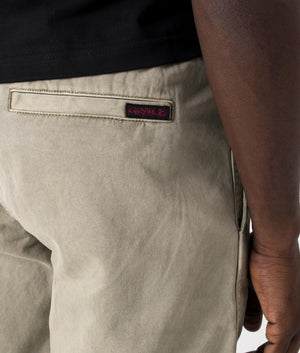 Gramicci Pigment Dyed G-Shorts in Sage. Back detail shot at EQVVS.
