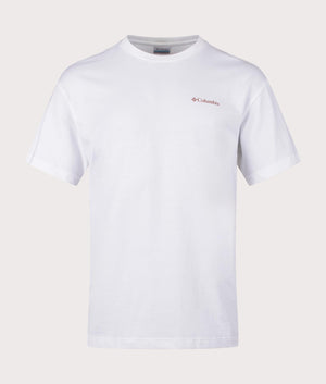 olumbia Burnt Lake Graphic T-Shirt in 100 White Branded Jumble Front shot at EQVVS