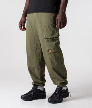 Relaxed-Fit-Jackson-Cargo-Pants-Military-Green-Dickies-EQVVS model angled cuffed image