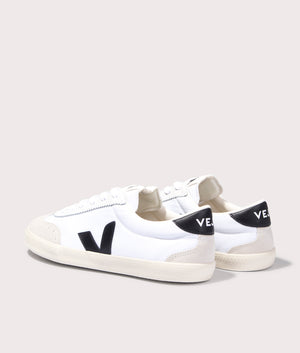 Volley Canvas Trainers in White/Black by Veja. EQVVS Back Pair Shot.