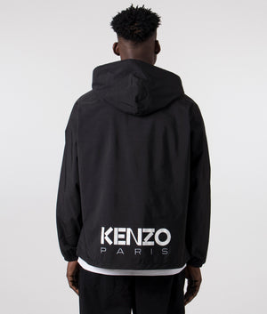 KENZO Two-Tone Cropped Windbreaker in Black, 100% Nylon Back Print Shot at EQVVS 