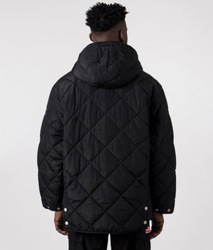 Down Jacket in Black by Kenzo. EQVVS Back Angle Shot.
