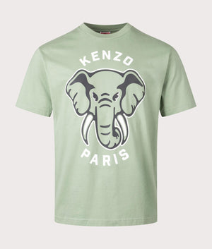 Kenzo Elephant T-shirt in 47 almond green front shot at EQVVS