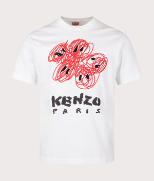 Kenzo Drawn Varsity Embroidered T-shirt  in 02 off white front shot at EQVVS