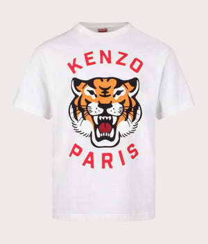 Kenzo Oversized Lucky Tiger T-Shirt in 02 off white front shot at EQVVS
