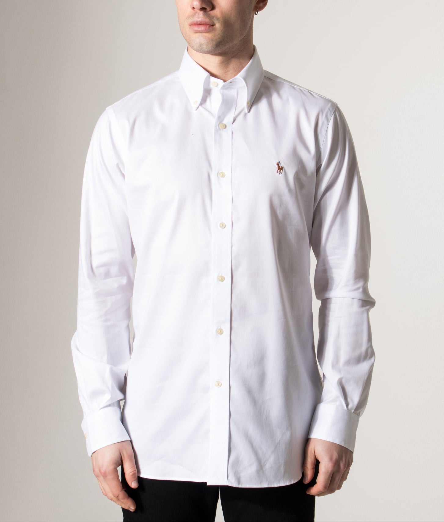 Custom Fit Oxford Dress Shirt in White | Polo Ralph Lauren | EQVVS Custom Fit Oxford Dress Shirt in White | Polo Ralph Lauren | EQVVS