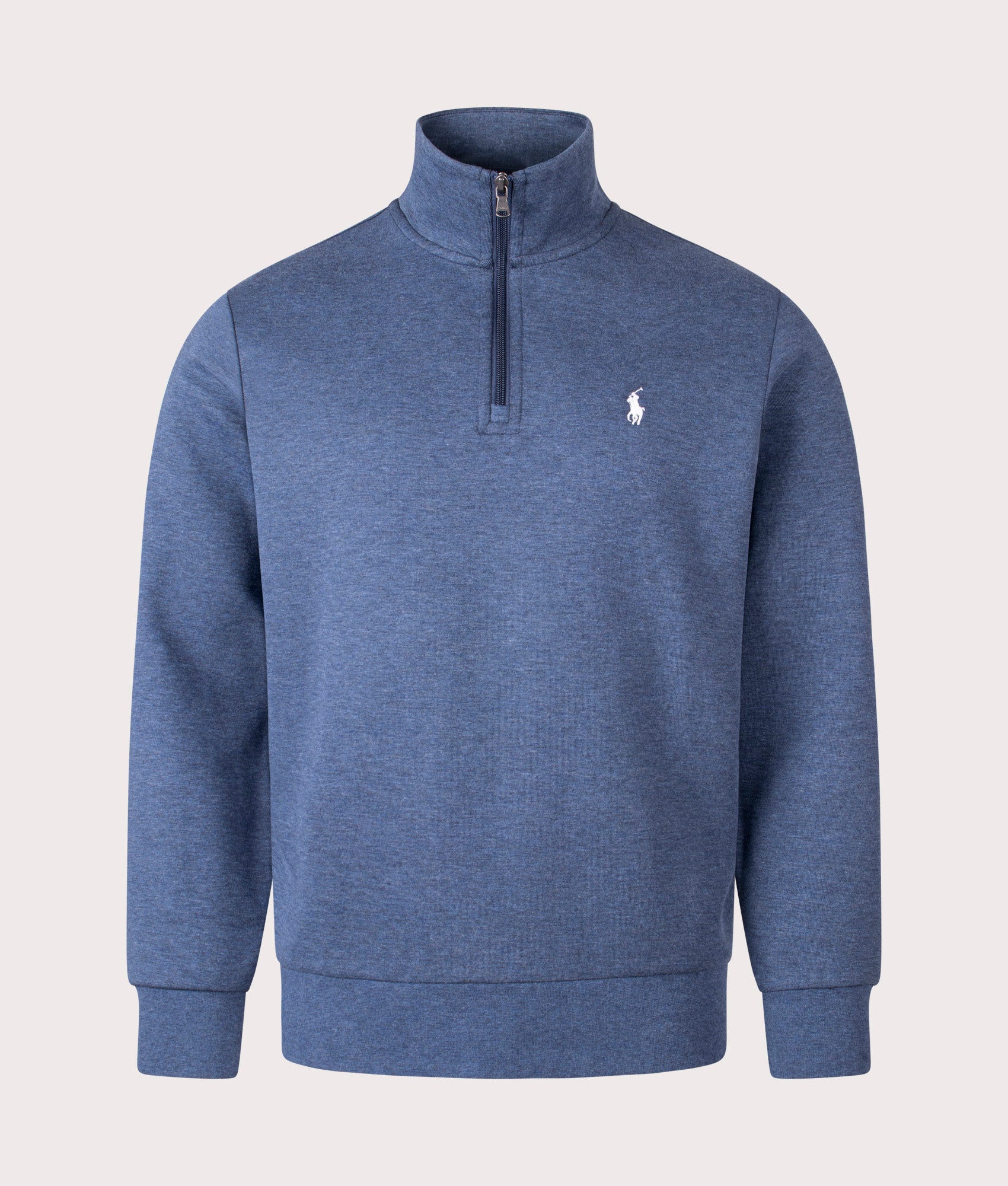 Double-Knit Quarter Zip Derby Blue Heather | Polo Ralph Lauren | EQVVS