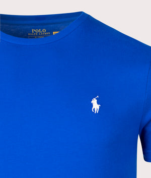 Polo Ralph Lauren Custom Slim Fit T-Shirt in Sapphire Blue, 100% Cotton Detail Shot EQVVS