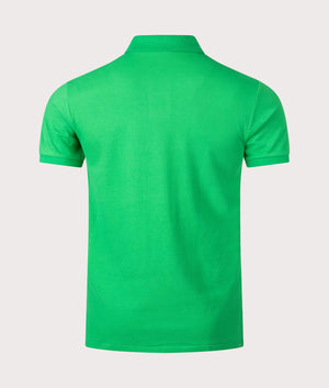 Slim Fit Mesh Polo Shirt in Preppy Green by Polo Ralph Lauren. EQVVS Back Angle Shot.