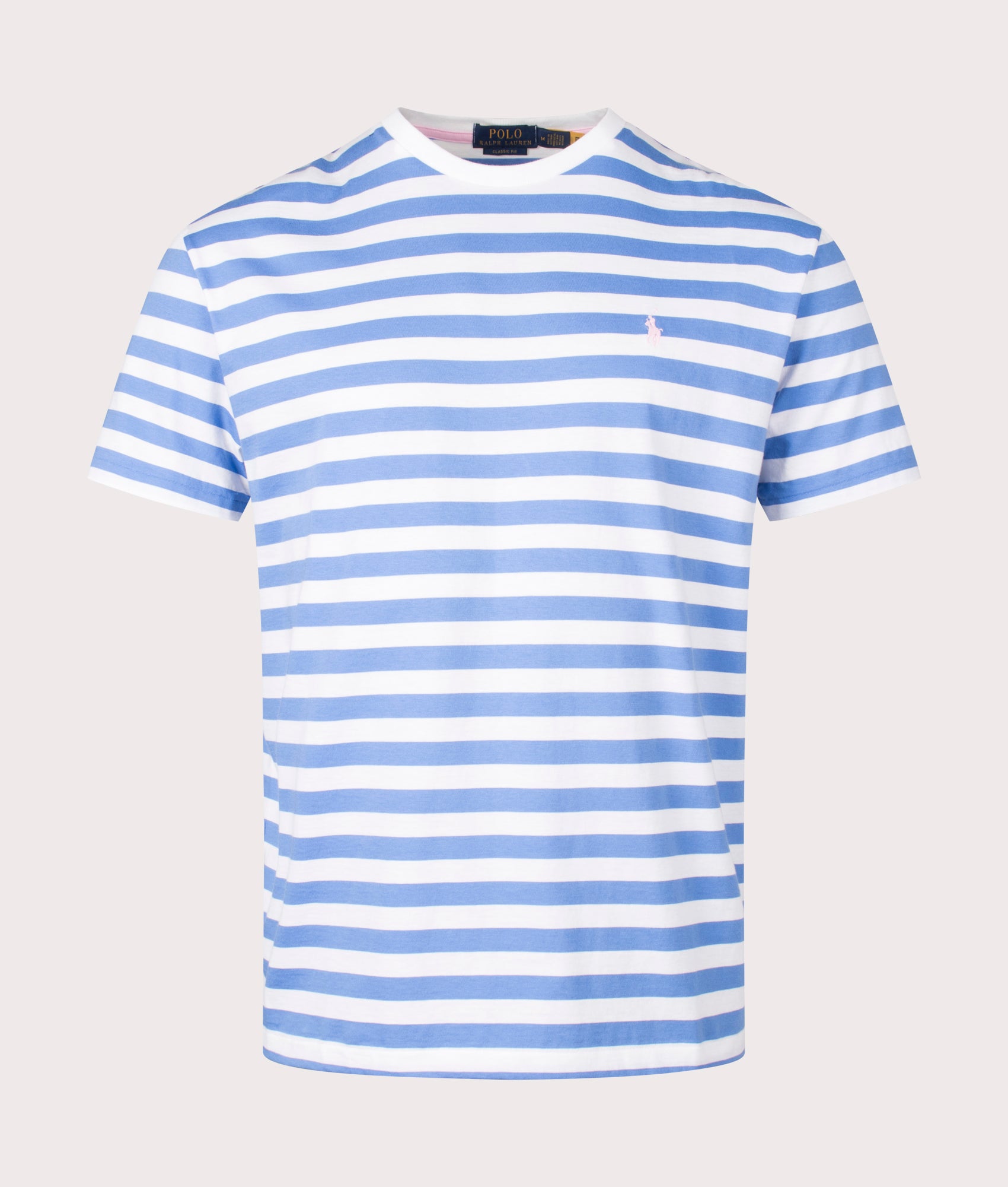 ralph lauren blue and white striped t shirt