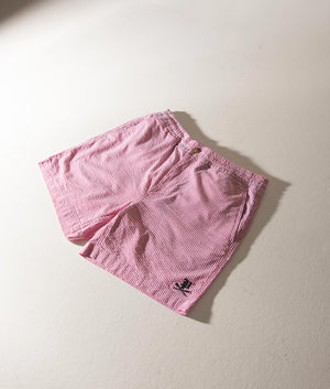 Twill Flat Front Shorts Pink Seersucker Polo Ralph Lauren EQVVS. Campaign Shot. 