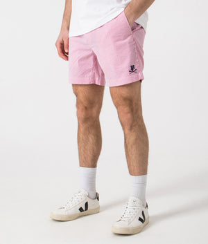 Twill Flat Front Shorts Pink Seersucker Polo Ralph Lauren EQVVS. Angle Shot. 