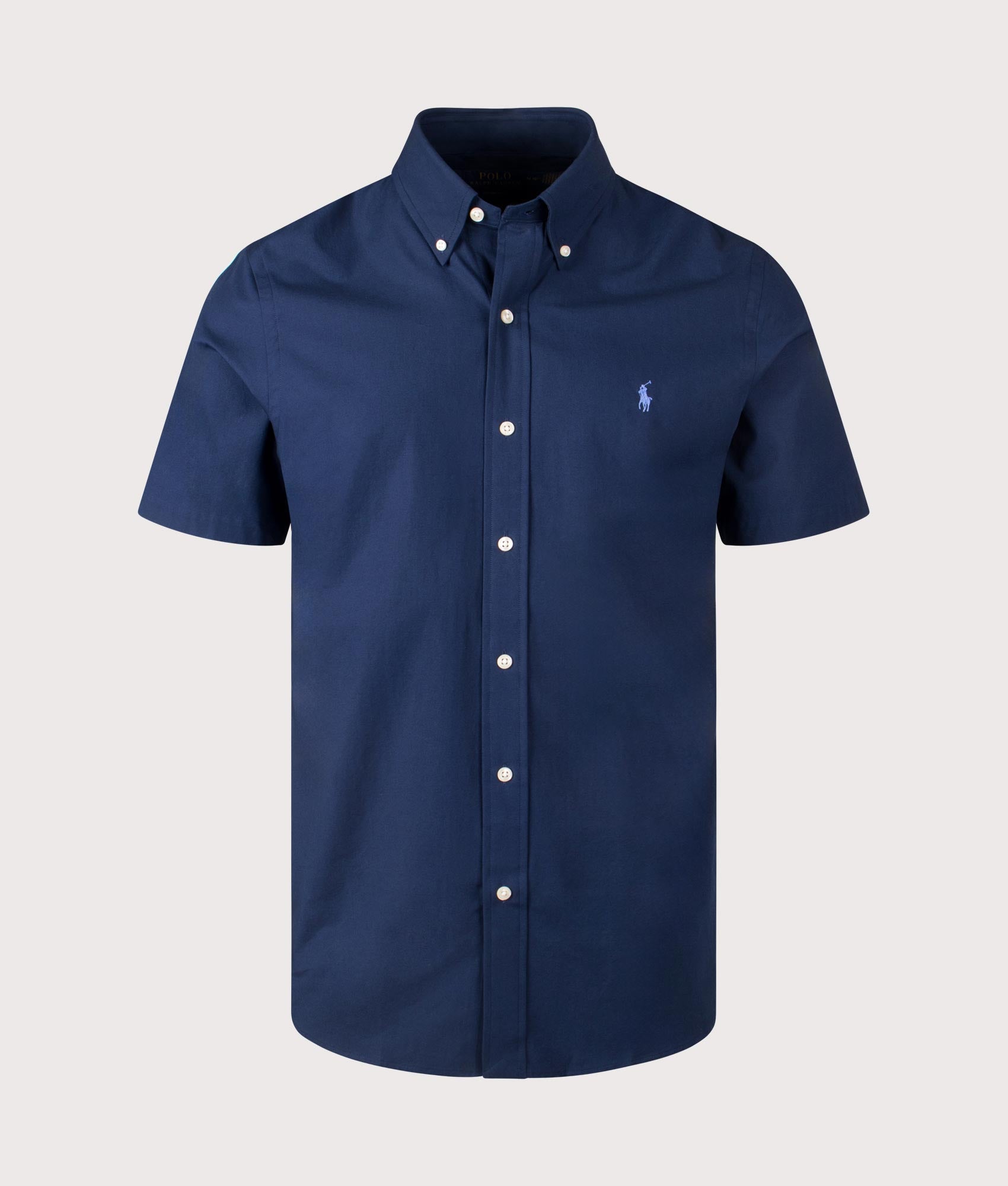 Custom Short Sleeve Stretch Poplin Shirt Navy Ralph Lauren EQVVS
