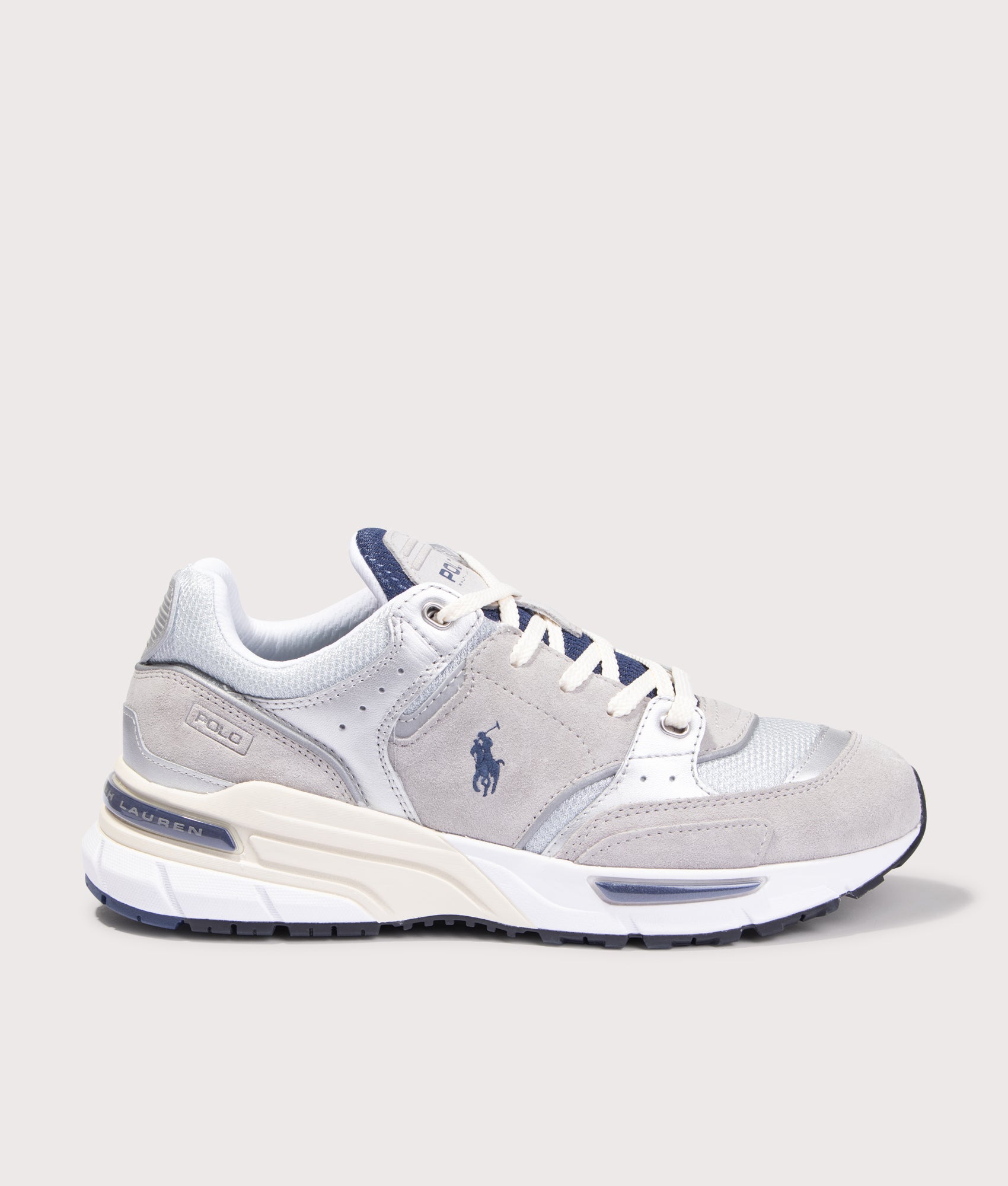 Trackster 200 Sneakers in Silver and Navy | Polo Ralph