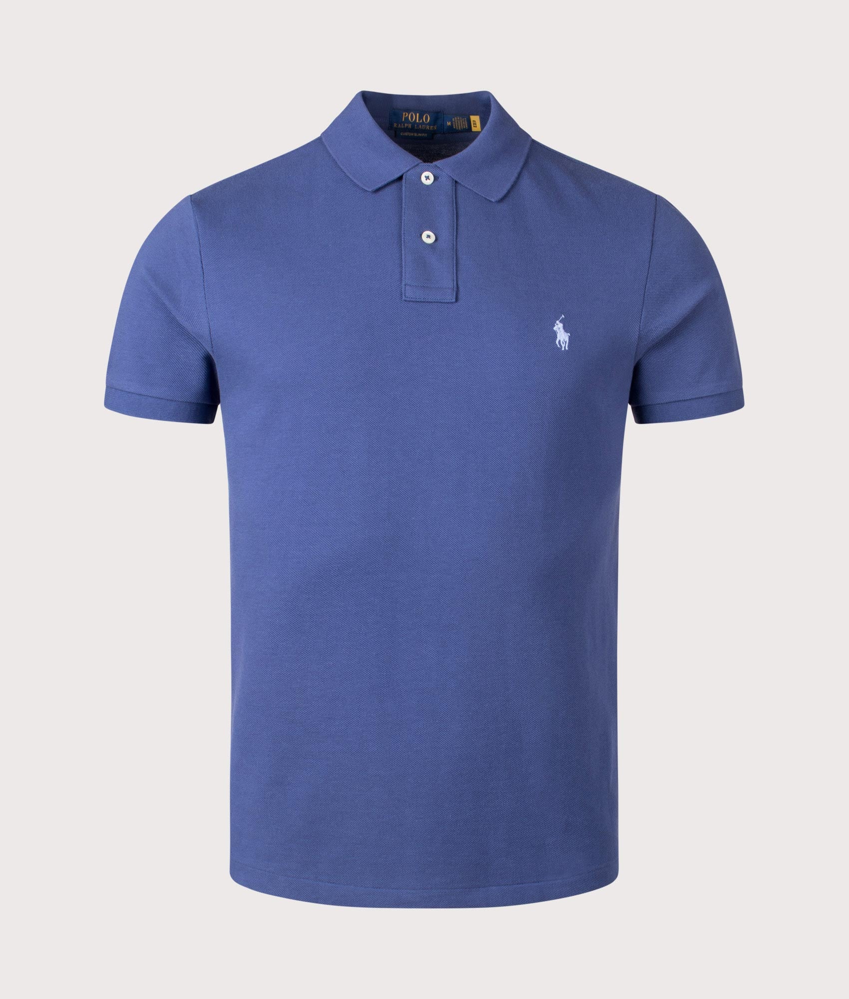 Ralph Lauren Custom Slim Fit Mesh Polo Shirt in Light Navy | EQVVS