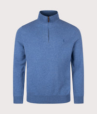 Merino Wool Quarter Zip Jumper: 021 Tide Pool Blue Heather