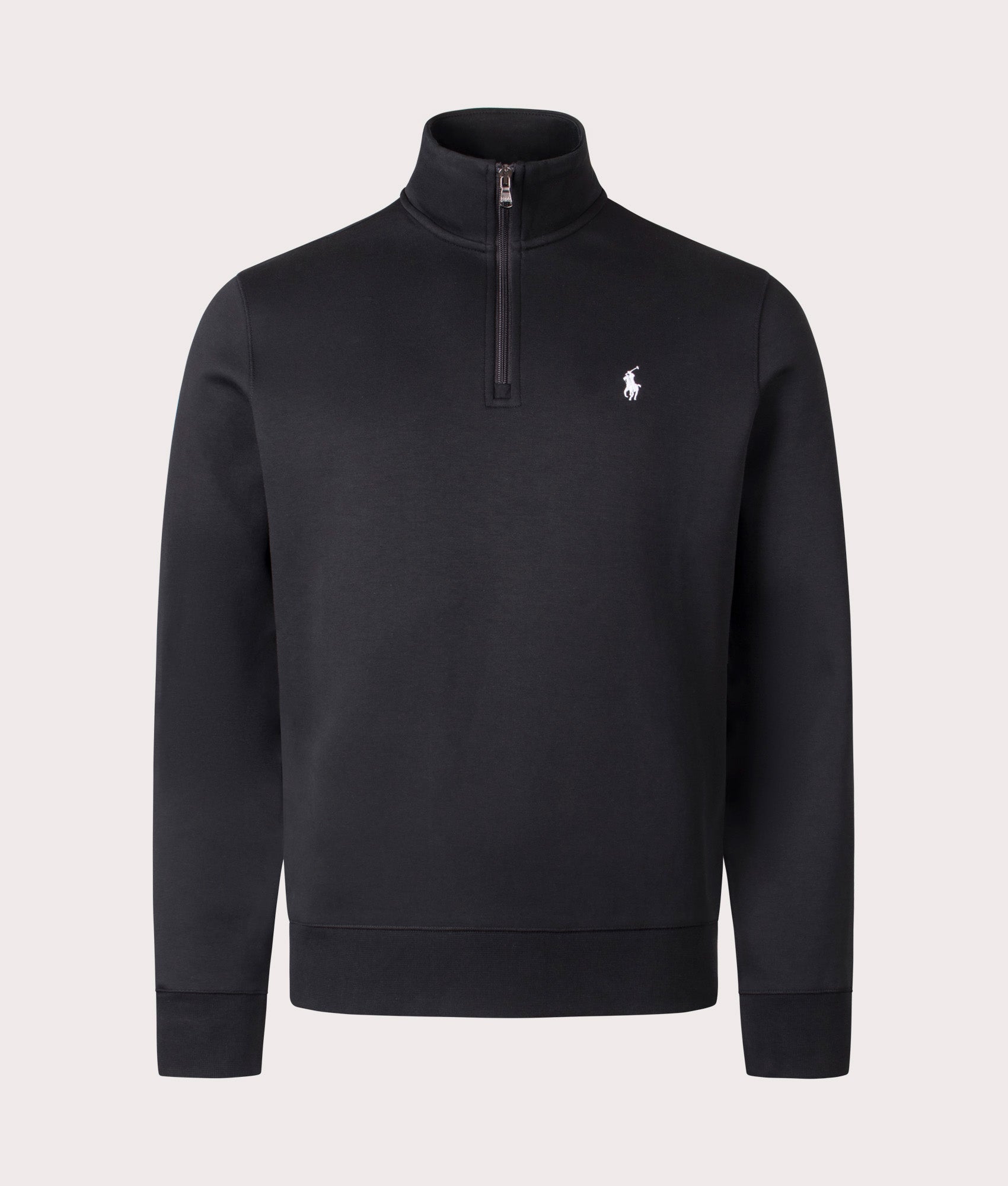 Double-Knit Quarter Zip Sweatshirt in Polo Black | Polo Ralph