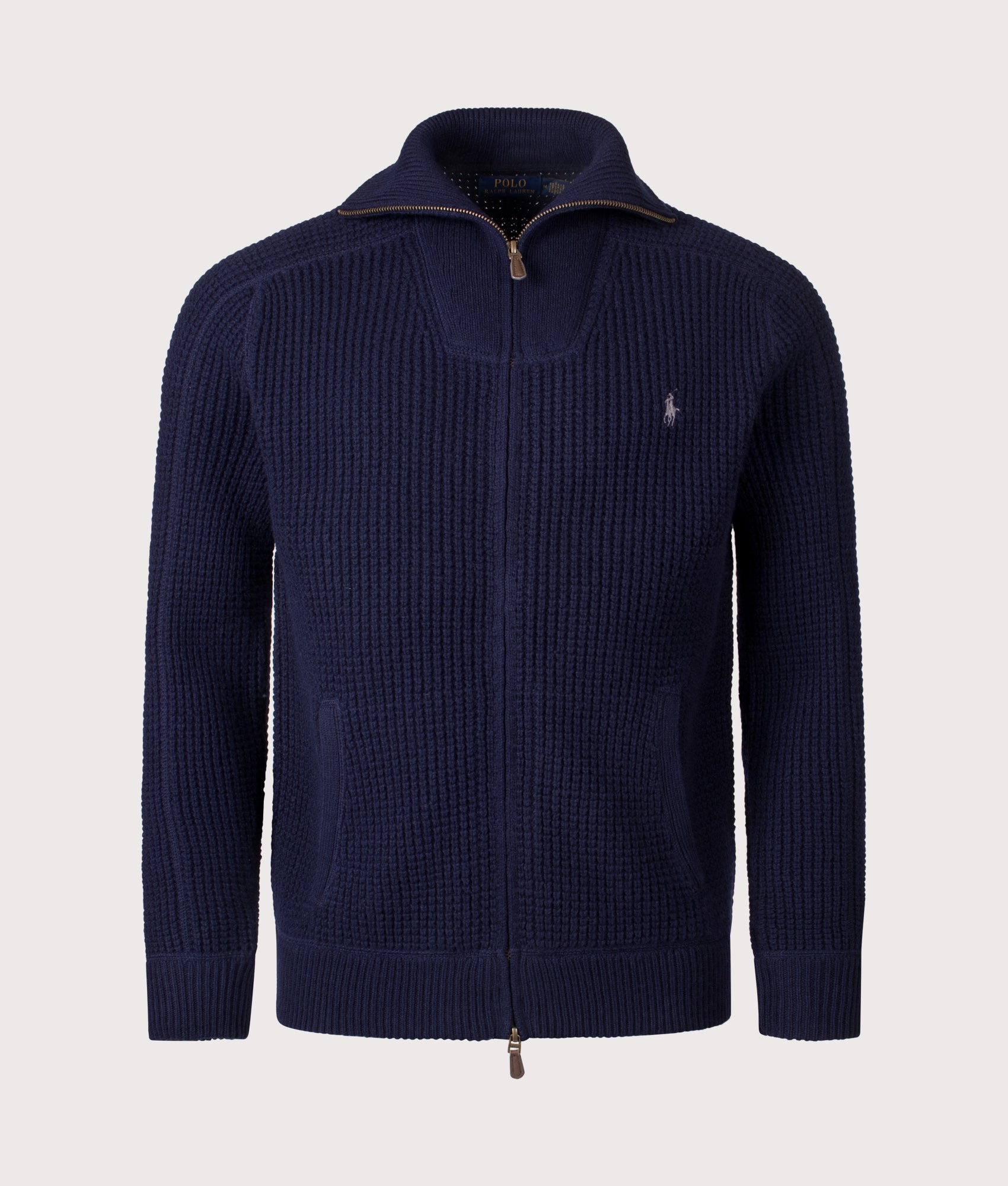 Waffle Knit Zip Through Jumper Hunter Navy | Polo Ralph Lauren | EQVVS