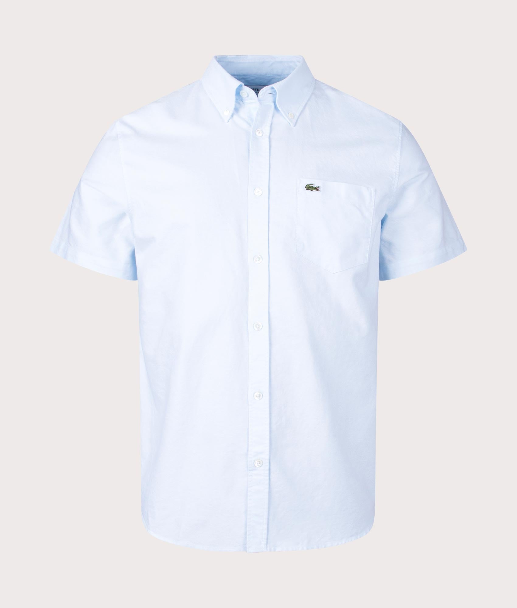 Short Sleeve Oxford Shirt White and Blue Lacoste EQVVS