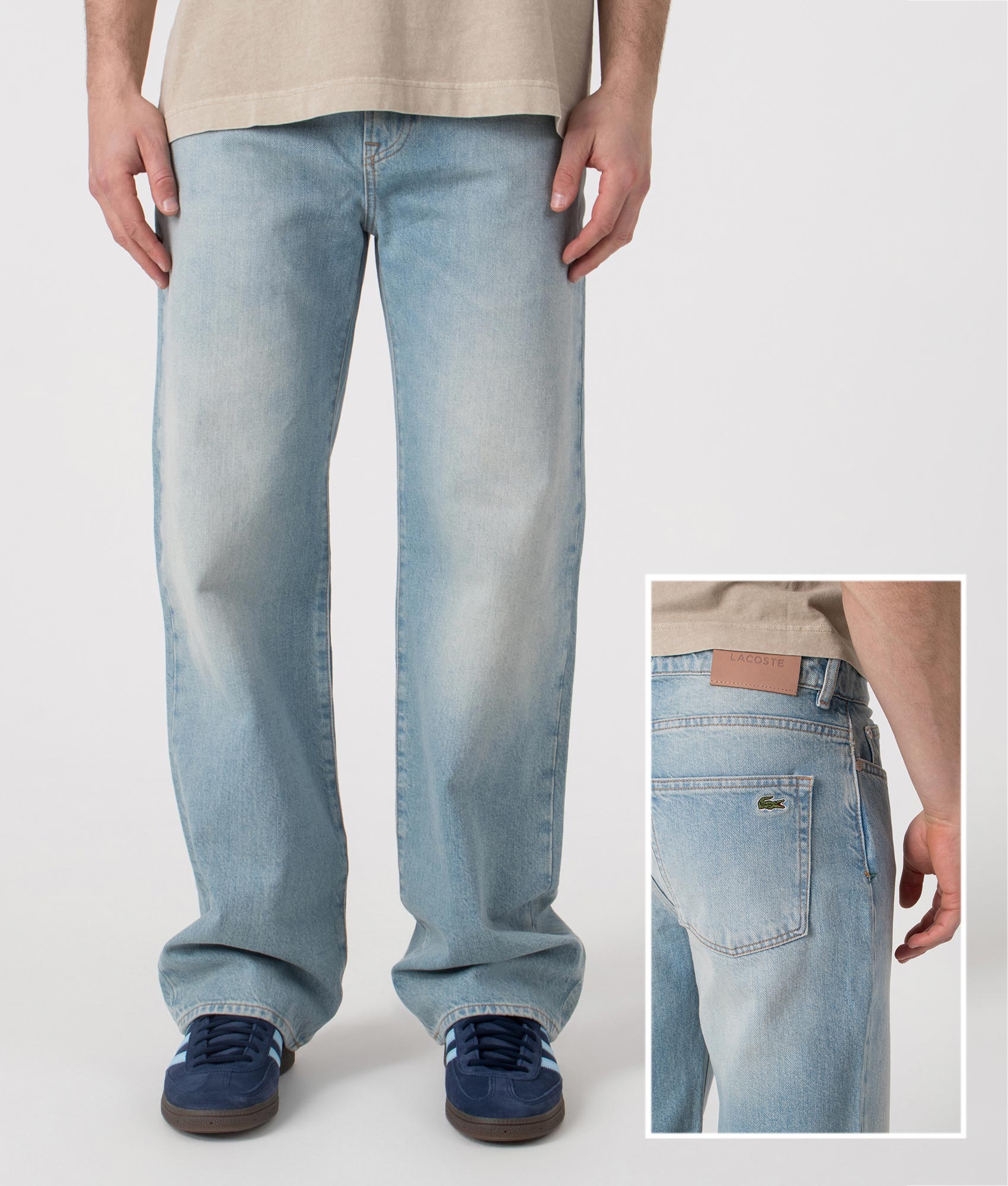 Straight Cut Indigo Jeans in Washed Bleach | Lacoste | EQVVS