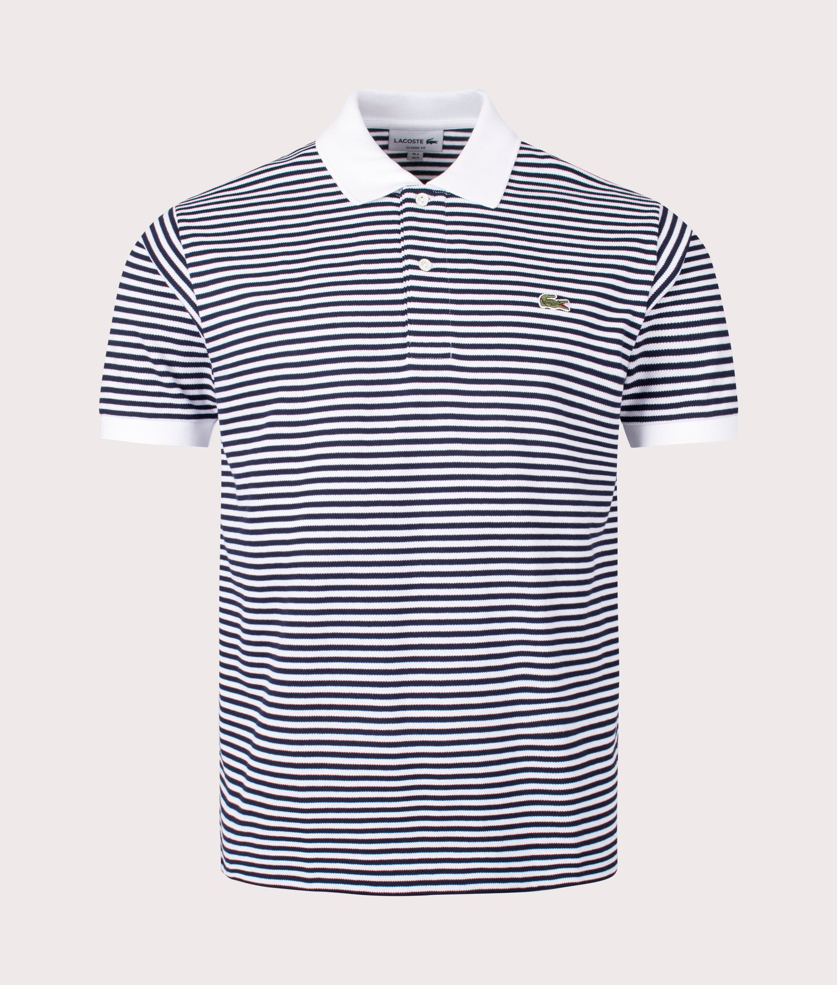 Ribbed Collar Polo Shirt White/Navy Blue - Lacoste - EQVVS