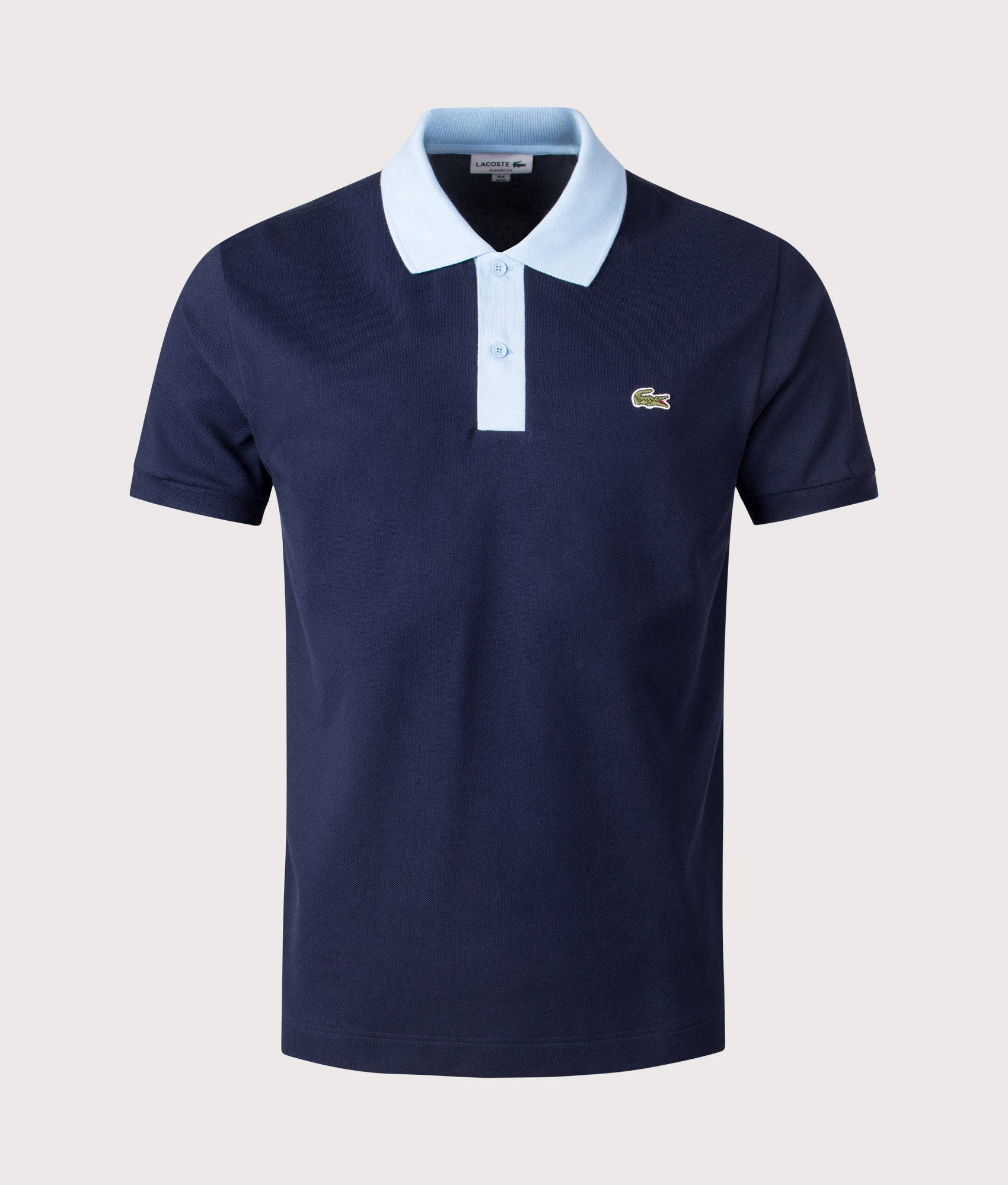 Ribbed Collar Polo Shirt in Navy Blue | Lacoste | EQVVS
