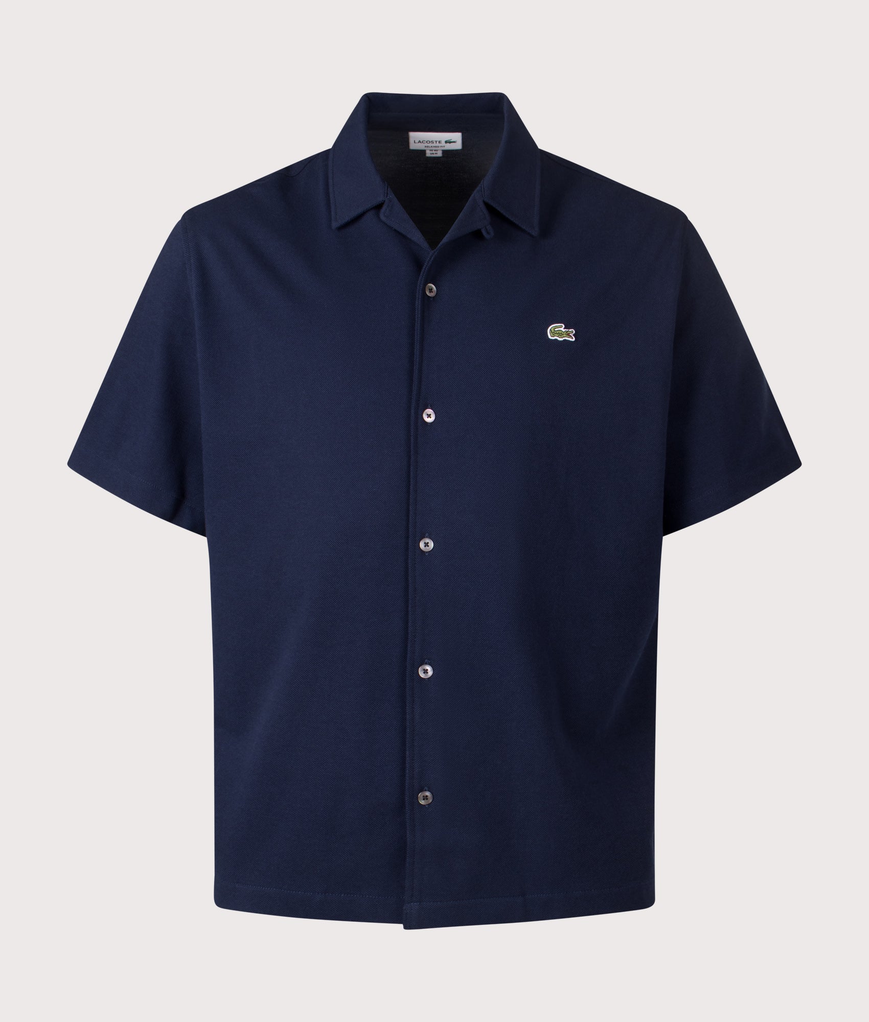 Short Sleeve Casual Piqué Shirt in Navy Blue | Lacoste | EQVVS