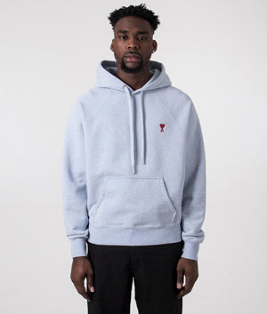 Ami De Coeur Loopback Hoodie in Heather Cashmere Blue by Ami. EQVVS Front Angle Shot.