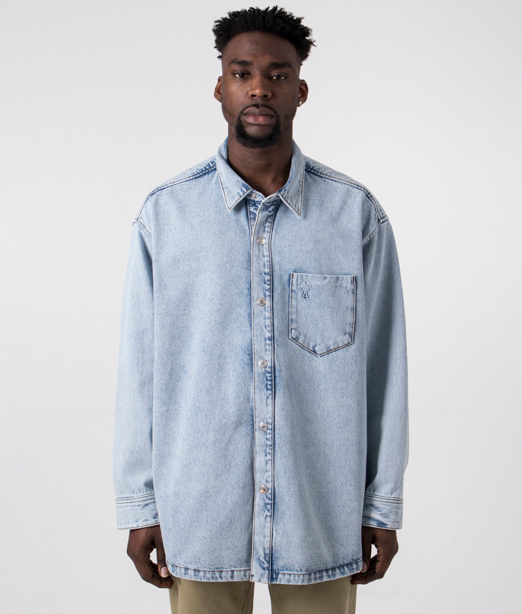 Oversized Ami De Coeur Overshirt Bleached Denim Blue | Ami