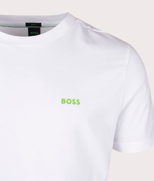 Relaxed Fit Stretch T-Shirt in White by Boss. EQVVS Detail Shot