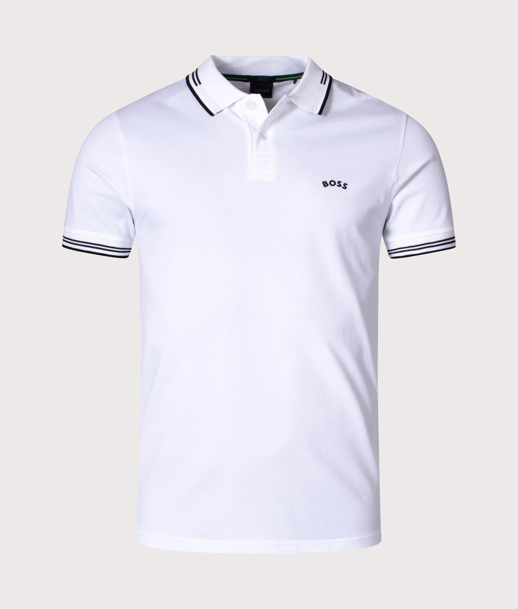 Slim Fit Paul Curved Logo Polo Shirt White BOSS EQVVS