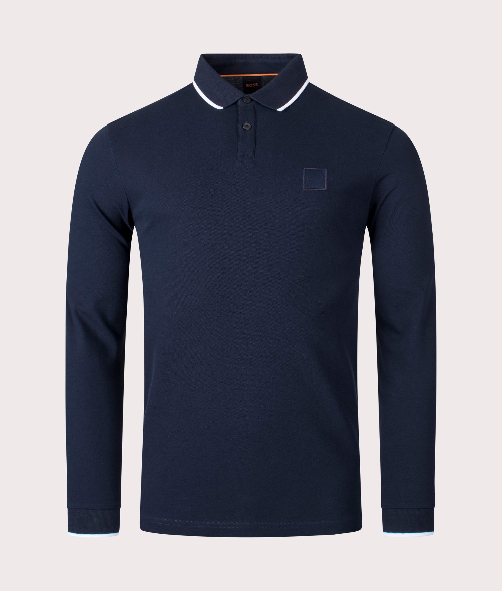 Long Sleeve Passertip Blue Shirt Polo Dark | BOSS EQVVS 