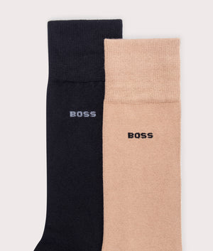 BOSS 2 Pack Bamboo Socks Black and Beige Detail EQVVS