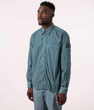 Garment-Dyed-Laio-Crinkled-Overshirt-Open-Green-BOSS-EQVVS-Side-Image