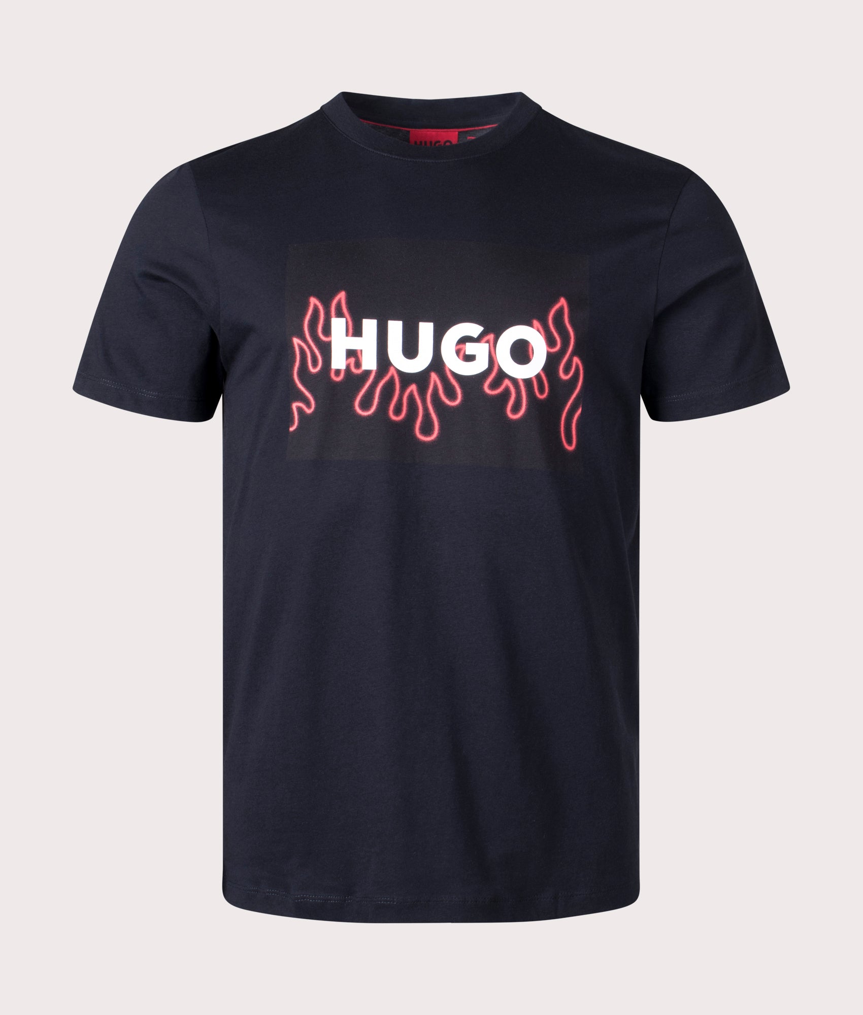 T-shirt HUGO Hommes - Coupe Regular, Logo Flamme, Manches Courtes