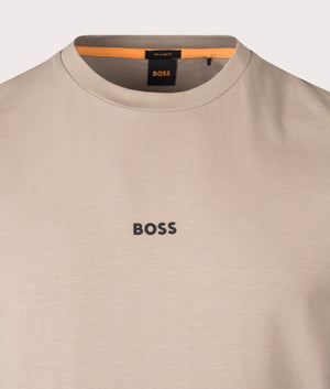 BOSS Relaxed Fit Tchup T-Shirt in Open Brown Detail Shot at EQVVS