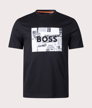 BOSS Heavy Graphic T-Shirt in Black Front Shot EQVVS