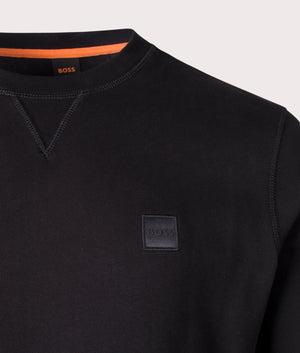 BOSS Relaxed Fit Westart in Black, 100% Cotton Detail Shot at EQVVS