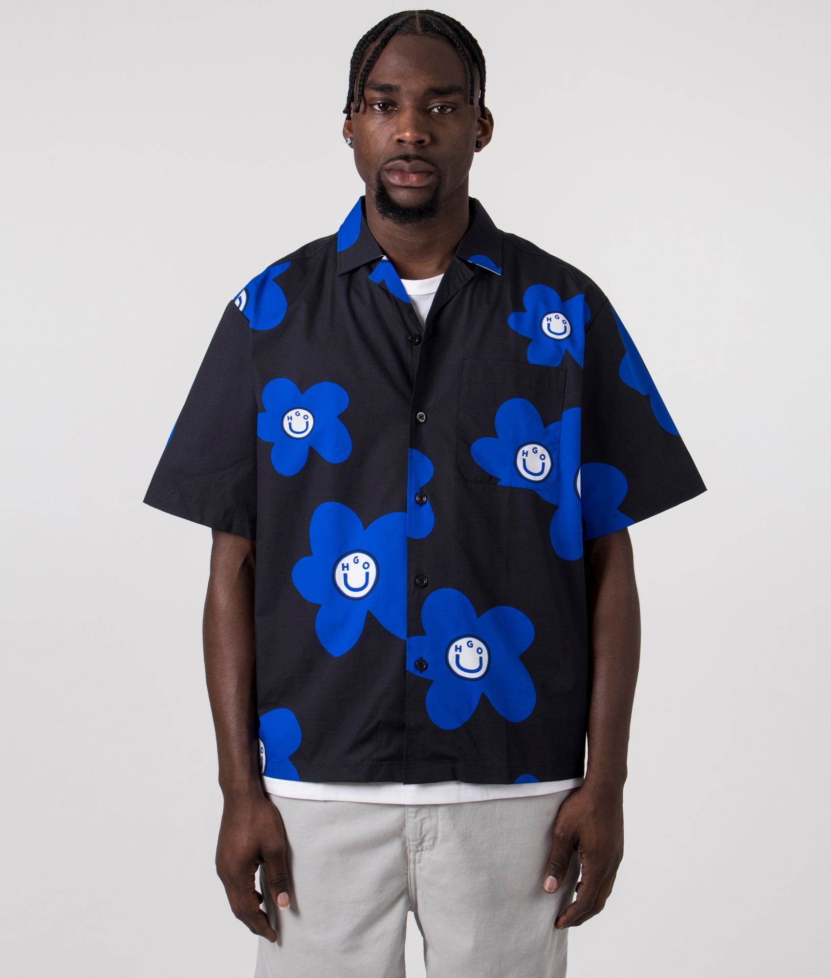 関税/送料込★HUGO★Eligino 花柄 モチーフ シャツ ELIGINO cotton shirt brand HUGO BLUE — Globalbrandsstore.com/en