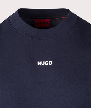 Relaxed Fit Dapolino T-Shirt in Dark Blue by Hugo. EQVVS Detail Shot.