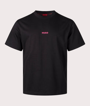 Dowidom Back Print T-Shirt in Black by Hugo. EQVVS Front Angle Shot.