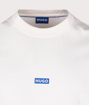 Relaxed Fit Nalono T-Shirt in White by Hugo. EQVVS Detail Shot.
