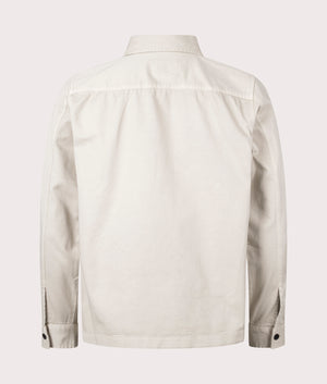 Luddy Zip Through Overshirt in Light Beige by Boss. EQVVS Back Angle Shot