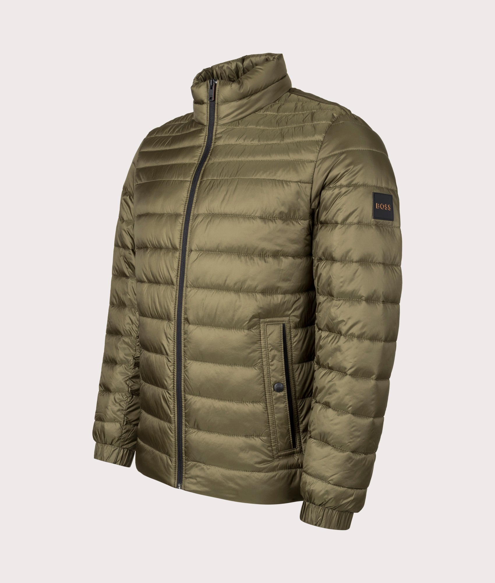 BOSS Slim Fit Oden1 Quilted Jacket in Open Green at EQVVS Menswear