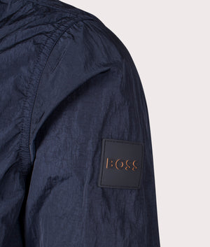 BOSS Lovel Zip Through Overshirt in Dark Blue Front Shot EQVVS