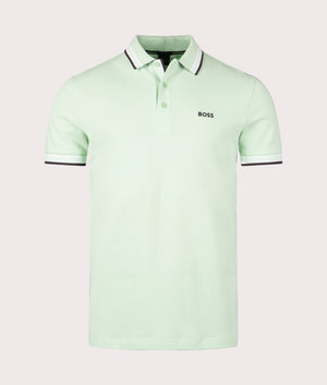 Paddy Polo Shirt in Open Green by Boss. EQVVS Front Angle Shot