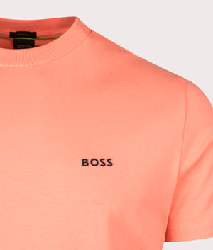 Crew Neck Tee T-Shirt in Open Red by Boss. EQVVS Detail Shot.